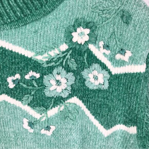Vintage Chenille Chevron Floral Embroidered Sweater - Picture 4 of 4